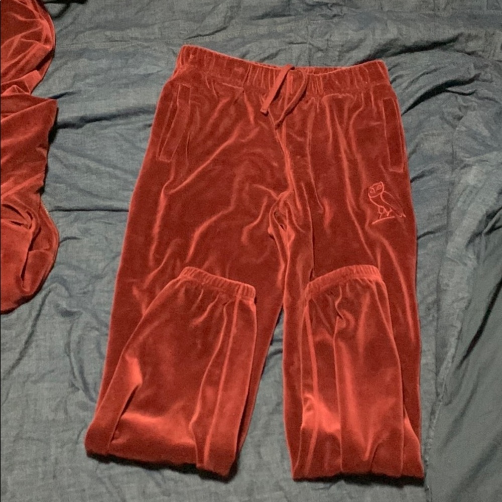 Ovo burgandy velvet sweat pants